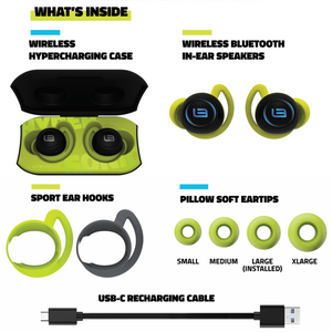 CHRISTMAS HyperSonic Evolution- Hyper Definition Bluetooth Earbuds (Wireless Charging Case, iPX7 Water Resistance, Sport Hooks)